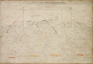Hindu God Krishna Being Dressed in Women