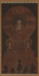 Historical Buddha Shakyamuni with the bodhisattvas Fugen..., Muromachi period, 15th century