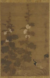 Hollyhocks and Ducks
