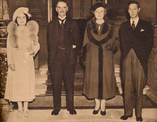Home Again - the King, the Queen, with Mr. and Mrs. Chamberlain