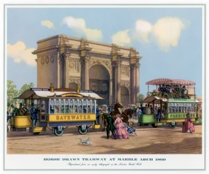 Horse Drawn Tramway at Marble Arch, 1860