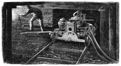 Hydraulic coal cutting machine, named The Iron Man, 1867