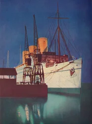 Illuminated by Floodlights, the distinctive appearance of the Empress of Britain is emphasized