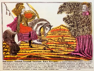 Ilya Muromets and Nightingale the Robber, Lubok Print
