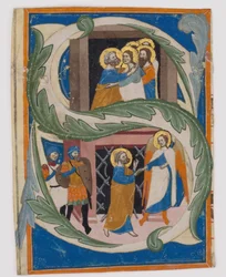 Initial S with Saint Peter Liberated from Prison
