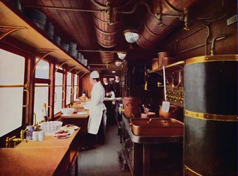 Inside a Restaurant Car Kitchen on the L.M.S. Railway