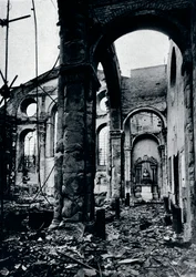 Interior of the Church of St. Mary Le Bow, Cheapside burnt out in an air raid, 1941