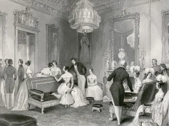 Interior of the Yellow Drawing Room, Buckingham Palace, London
