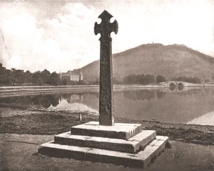 Inveraray Castle and Celtic cross, Argyll, Scotland, 1894