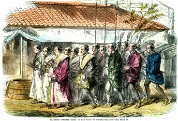 Japanese Officers Going to Pay Visits of Congratulation, Japan
