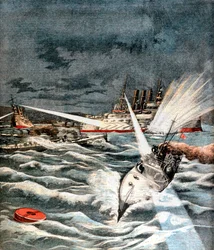Japanese Torpedo Boats Making Surprise Attack, Russo-Japanese War