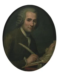 Jean-Jacques Rousseau writing sheet music