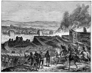 Julius Caesar laying siege to Alesia, Gaul, 52 BC
