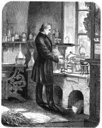 Justus von Liebig, German Chemist, at Work in His Laboratory, mid 19th Century