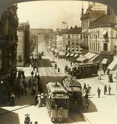 Karl Johan Street, W.N.W. to the Royal Palace, Christiania, Norway