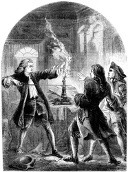 Kelly, the non-juring clergyman, destroying the treasonable papers, 18th century 19th century