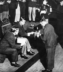 King Edward VIII as the patron of TOC H lighting lamps of remembrance, Westminster, 1936