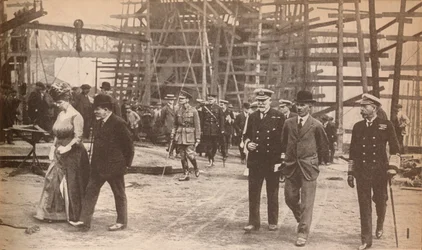 King George V and Queen Mary at a Sunderland Shipyard during World War I, June 15th, 1917, 1935
