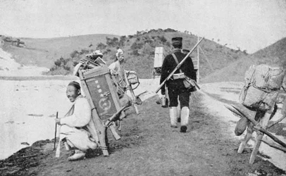 Korean Coolies Acting as Porters for Japanese Soldiers, Russo-Japanese War