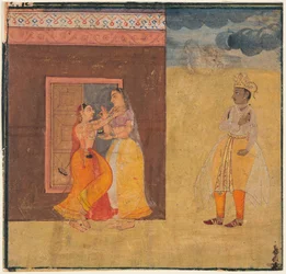 Krishna Abhisarika Nayika, from a Rasikapriya Manuscript