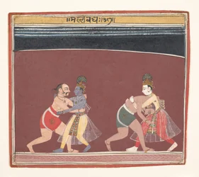 Krishna and Balarama Fight the Evil King Kamsa