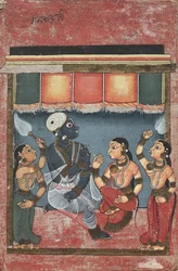 Krishna with Radha and Two Attendants (recto), Jagannath, Subhadra and Balarama (verso)