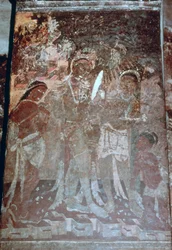 Lady at her toilet, cave fresco, Ajanta, India. 1st-5th century. 20th century