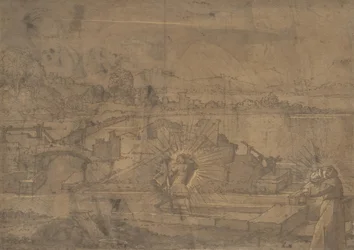 Landscape with Saint Christopher and Male Monastic Saint