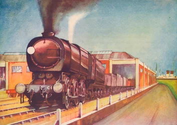 Latest Austerity Freight Engine, S.R., at Southampton Docks, 1940