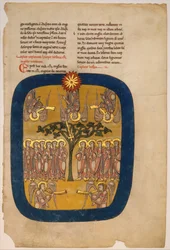 Leaf from a Beatus Manuscript: Angels Restrain the Four Winds..., ca. 1180
