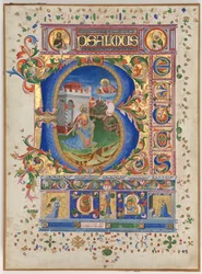 Leaf from a Psalter with Historiated Initial B: King David, c. 1450