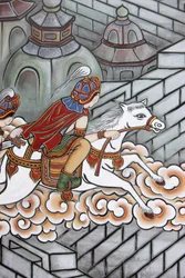 Life of Buddha: Siddhartha Escaped His Palace, Accompanied by Channa Aboard His Horse Kanthaka, Seoul, South Korea