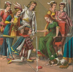 Little Red Riding Hood and Cinderella with Surprise Pictures, ca. 1875