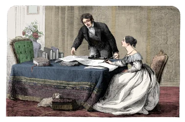 Lord Melbourne 1779-1848 instructing a young Queen Victoria 1819-1901, 1837, c. 1895