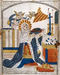 Louis IX, King of France, in Chartres Cathedral in his coronation robes, 1226 19th century