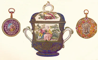 Louis XVI. Gold Repeater, c.1770, Old Chelsea Porcelain Porringer and Cover, c.1710, 1903