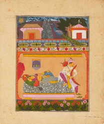 Lovers at dawn, illustrating the musical mode Raga Vibhasa