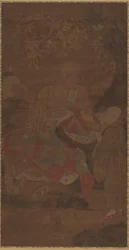 Luohan Holding a Fly Whisk, with Attendant