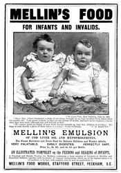 Magazine Advertisement for Mellins Emulsion, a Food Supplement Based on Cod Liver Oil