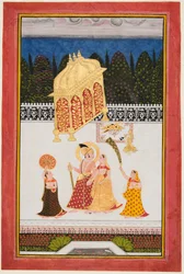 Maharana Ari Singh and his consort on a terrace, c. 1761-73