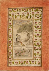 Maharana Sangram Singh II visiting a yogi, 1710-1715