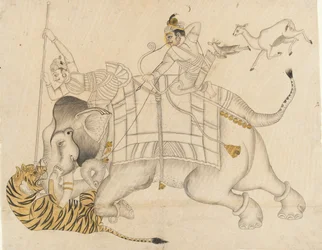 Maharao Shatru Sal II Hunting a Tiger
