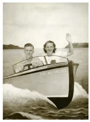 Man and Woman in a boat called 