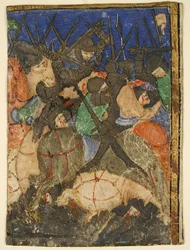 Manuscript Cutting Showing a Scene from Hebrew Scripture, the Life of King David