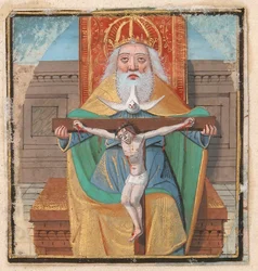 Manuscript Illumination with the Trinity (from a Book of Hours)