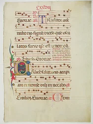 Manuscript Leaf with Initial C, from an Antiphonary, Italian, 15th century