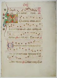 Manuscript Leaf with Initial D, from an Antiphonary, Italian, 15th century