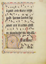 Manuscript Leaf with Initial H, from an Antiphonary