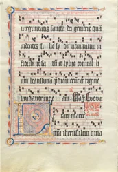 Manuscript Leaf with Initial L, from an Antiphonary, second quarter 15th century