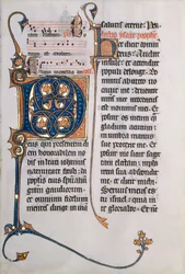 Manuscript Leaf with Initial M, from a Missal